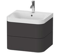 Set c-bonded Duravit Happy D.2 Plus suspendido, 575x490mm, 2 cajones, 1 agujero para grifo, HP4345O8080, Color: Decoración grafito supermate