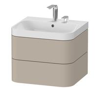 Set c-bonded Duravit Happy D.2 Plus suspendido, 575x490mm, 2 cajones, 2 agujeros para grifería, HP4345E6060, Color: Seda topo laca mate