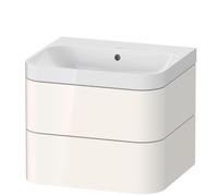 Set c-bonded Duravit Happy D.2 Plus suspendido, 575x490mm, 2 cajones, sin agujero para grifo, HP4345N2222, Color: Decoración blanca de alto brillo