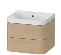Set c-bonded Duravit Happy D.2 Plus suspendido, 575x490mm, 2 cajones, sin agujero para grifo, HP4345N7171, Color: Roble mediterráneo Chapa de madera auténtica