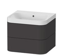 Set c-bonded Duravit Happy D.2 Plus suspendido, 575x490mm, 2 cajones, sin agujero para grifo, HP4345N8080, Color: Decoración grafito supermate