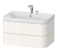 Set c-bonded Duravit Happy D.2 Plus suspendido, 775x490mm, 2 cajones, 2 agujeros para grifería, HP4347E2222, Color: Decoración blanca de alto brillo