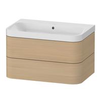 Set c-bonded Duravit Happy D.2 Plus suspendido, 775x490mm, 2 cajones, sin agujero para grifo, HP4347N7171, Color: Roble mediterráneo Chapa de madera auténtica