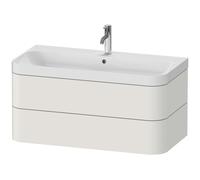 Set c-bonded Duravit Happy D.2 Plus suspendido, 975x490mm, 2 cajones, 1 agujero para grifo, HP4348O3939, Color: Nórdico Seda blanca laca mate