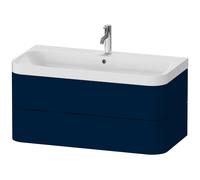 Set c-bonded Duravit Happy D.2 Plus suspendido, 975x490mm, 2 cajones, 1 agujero para grifo, HP4348O9898, Color: Seda azul noche lacado mate