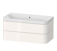 Set c-bonded Duravit Happy D.2 Plus suspendido, 975x490mm, 2 cajones, sin agujero para grifo, HP4348N2222, Color: Decoración blanca de alto brillo
