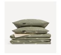 Set cama de funda nórdica 250x230cm + funda almohada (x2)50x85cm) 100% algodón 144tc beige & kakhi 365 scalpers home 28 cm