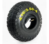 Set cámara + cubierta 4.10/3.50-4 para rueda neumática 10″ - compatible con llanta 4″ - para carretilla, carro de jardín, carro de mano - caucho resistente - carga hasta 60 kg