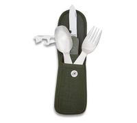 Set Camping con Funda Incluye Cuchara Tenedor y Navaja Multiherramienta Set para Caza, Pesca, Camping, Outdoor, Supervivencia y Bushcraft Albainox 33037