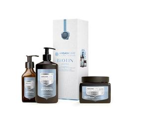 Set Capilar Arganicare Ritual Biotina - 4 piezas: Champú, Acondicionador, Mascarilla y Sérum Profesional - Fortalece, nutre y repara el cabello