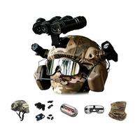 Set Casco Táctico Infantil con Modelo NVG y Máscara,Kit Casco Juguete Cosplay para Paintball Airsoft Actividades Exteriores Niños y Niñas(C)