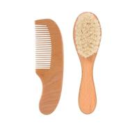 Set Cepillo y Peine para Bebé Recién Nacido - Madera Natural y Cerdas naturales de oveja - Suave, Ecológico y Antiestático - Ideal para Costra Láctea y como Regalo Baby Shower