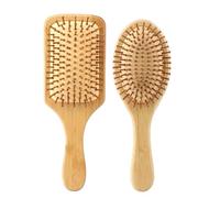 Set cepillos pelo de bambú 2 piezas rectangular y ovalado antiestático | 2 formas, con púas bambú, anti-encrespamiento, desenredado suave, masaje cuero cabelludo, para cabello corto, largo y rizado