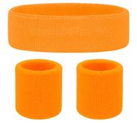 Set Cinta Pelo Deporte y Muñequeras Tenis - Divertidos Accesorios Fluorescentes de los Años 80 para Fiesta de Disfraces, Orgullo, Evento de Trabajo - Cinta Pelo Neón para Gimnasia, Deporte (Naranja)