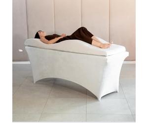 Set Colchón Wave con Memory Foam con Funda para Camilla estética, cosmética 180x60 cm Ideal para extensión de pestañas, PMU, tratamientos de Belleza - Crema