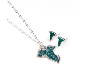 Set colgante + pendientes la hoja de lorien el señor de los anillos