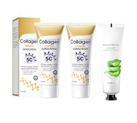 Set Collagen Sunscreen, SPF 50,Aloe Vera Gel,Sunscreen Lotion,Moisturizing Cream,After-Sun Gel,Hidratante y Nutritiva, de Textura Ligera y no Grasa Repara la piel y Ofrece Protección Diaria