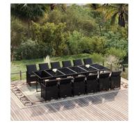 Set comedor de jardín 13 pzas con cojines ratán sintético negro vidaxl