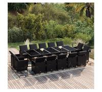 Set comedor de jardín 15 pzas con cojines ratán sintético negro vidaxl