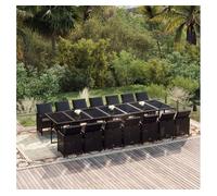 Set comedor de jardín 15 pzas con cojines ratán sintético negro vidaxl