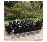 Set comedor de jardín 17 pzas con cojines ratán sintético negro vidaxl 107 cm