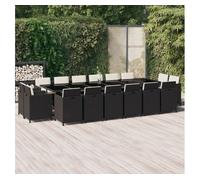 Set comedor de jardín 17 pzas con cojines ratán sintético negro vidaxl 74 cm