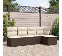 Set comedor de jardín 5 piezas y cojines ratán sintético marrón