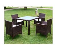 Set comedor de jardín 5 piezas y cojines ratán sintético marrón vidaxl
