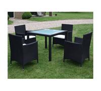 Set comedor de jardín 5 piezas y cojines ratán sintético negro vidaxl