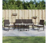 Set comedor de jardín 5 pzas y cojines PP aspecto ratán marrón
