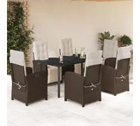 Set Comedor de jardín 7 pzas con Cojines ratán sintético marrón,wenjingqiES-3212553