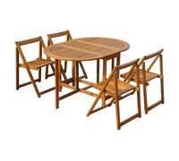 vidaXL Set Muebles Jardín Plegable 5 Piezas Mobiliario Comedor Madera Acacia