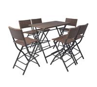 Set comedor de jardín plegable 7 pzas poli ratán y acero marrón vidaxl