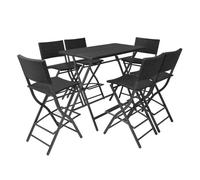 Set comedor de jardín plegable 7 pzas poli ratán y acero negro vidaxl