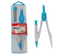 SET COMPÁS CON PORTAMINAS STARPLAST - 4 colores, incluye 1 tubo con mina, caja protectora, para oficina o uso escolar - AZUL