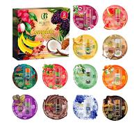 Set Completo de Bálsamos Labiales - 12 bálsamos con manteca de karité, cera de abeja y vitamina E, envasados individualmente, sabores variados - Set de regalo, hidratante, con ingredientes naturales,