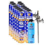 Set Completo de Espuma de Poliuretano - Incluye 12 Botes Espuma Poliuretano 750ml, 1 Pistola de Espuma Poliuretano y 1 Limpiador de Espuma 500ml