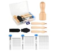 Set completo fieltro con agujas en 3 tamaños, mango madera y accesorios, ideal para manualidades y proyectos creativos DIY, incluye needle felting kit inicio fieltro para principiantes.