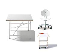 Set Completo - IDIMEX mesa muñeco de huevos 150 x 75 cm Color Blanco + silla Turtle color blanco + Contenedor + Carcasa - Richard lampert Muebles