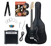 Set Completo Rocktile Banger's Power Pack Guitarra Eléctrica con Single Coil y Humbucker Pickups Negro (Amplificador, Funda, Cable, Correa, Púas, Tremolo, Cuerdas de Repuesto y Escuela con CD/DVD)