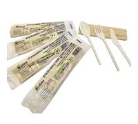 Set Compostable Cuchillo, Tenedor, Cuchara y Servilleta (50uds)