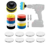 Set con 23 piezas kit pulido coche, pads 80 mm, accesorio para taladro, adaptador y sistema velcro - ideal como pulidora de faros para cualquier pulimento coche.