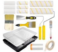 Set con más Rodillos Pintura | 18 Piezas | Rodillo Pintura Pared Antigoteo y Rodillo Pintura Pequeño | Cubeta Pintura Reutilizable y Brochas Variadas | Kit Pintar Paredes Completo