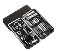 set cortauñas, 19/10/7 piezas de acero inoxidable profesional tijera traje de viaje con caja cortador de manicura kit herramientas de uñas (color: 8 piezas rojo)(Size:19pcs Upgrade Black)