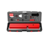 Set Cuchillas Alisado Inox, 15-100cm, Mango 120cm, Estuche Práctico para Trabajos Yeso, Suavizar Muros y Techos, Reforma Interiores, Equipo Albañil Profesional(Red)