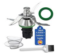 SET cuchillas thermomix tm5 + 2 juntas + cubilete + cepillo, Cuchilla thermomix tm5 Acero Inox SUS420 apta para lavavajillas, recambio compatible con cuchillas thermomix tm6 y tm5 (Kit TM5/6 Premium)