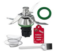 SET cuchillas thermomix tm5 + 2 juntas + cubilete + cepillo | Cuchilla thermomix tm5 de Acero Inoxidable SUS420 apta para lavavajillas | recambios compatibles con cuchillas thermomix tm6 y tm5