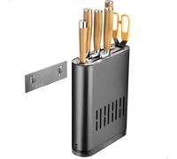 Set Cuchillos Cocina con Bandeja Escurridora, Soporte Cuchillos Cocina de Aluminio Montaje en Pared o Encimera, Porta Cuchillos Cocina Extraíble, Organizador Cuchillos 22x16x5cm