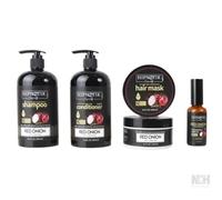 Set Cuidado Capilar Anticaída con Cebolla Roja - Champú, Acondicionador, Mascarilla y Aceite - Fortalece, Repara y Aporta Brillo - Para Cabello Débil o Dañado