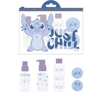 Set cuidado personal viaje Stitch | Kit de botellas para viaje con stickers y bolsa reutilizable | Accesorios Disney funcionales para niñas y jóvenes
